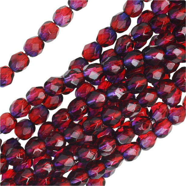 50 4mm Round Fire Polish Czech Glass Beads Garnet Red Matte 